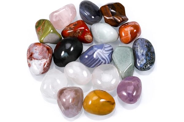 Huiguli 18 Pcs Healing Crystals Gemstones Set, Natural Gemstones Gift | Polished Palm Stones Reiki Chakra Crystals Rocks, Lucky Pocket Stone for Anxiety Stress Relief, Balancing Yoga, Meditation