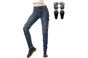 oFzimTo Motorradhose Damen, Motorrad Jeans Damen mit Protektoren, XXS-4XL Stretch Motorrad Hosen
