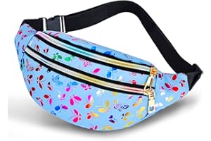Waist Bag,hirsrian Holographic Fanny Pack Waist Belt Bags PU Leather Bumbags Waterproof Lightweight Hip Pouch for Ladies Women(Blue)