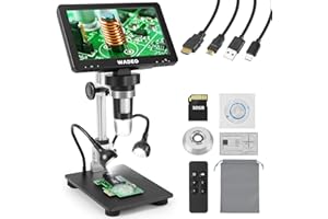 WADEO 7" LCD Digitalmikroskop inkl. 32GB Karte, 1080P HDMI LCD-Mikroskop Lötmikroskop USB mit Bildschirmübertragung, PC/TV-Ansicht, Windows und Mac OS kompitabel, für Elektroarbeit, Löten, Bildung