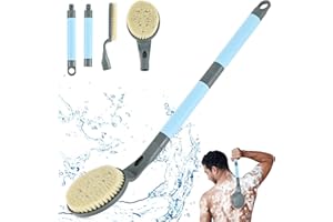 BTIDEAS Back Scrubber Anti Slip for Shower, 21.7” Detachable Back Bath Brush for Shower, Back Scrubber, Exfoliation and Improved Skin Health for Elderly with Limited Arm Movement, Disabled (21.7” Grey)