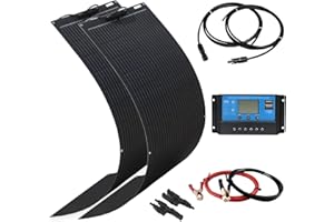 XINPUGUANG 200w 18v Panneau Solaire Souple Monocristallin Panneau Solaire Flexible Contrôleur de charge solaire 20A pour Camping-car, Bateau, Caravane (200W kit solaire)