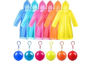 VERGISSMEINNICHT Pieces Adult Raincoats Disposable Raincoat Ball Easy Carry Keyring Emergency Poncho Rainwear for Hiking Camping Travel Outdoor