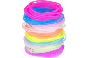 Hotop Bracelets de Gelée de Silicone Multicolore Cravates de Cheveux pour Fille Femme, 100 Pieces (Luminescent)