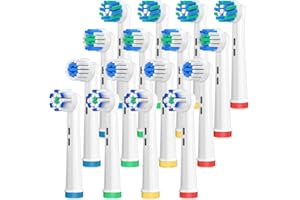 ‎ANJOCARE AnjoCare Wymienne główki szczoteczek kompatybilne z Oral B Braun,pakiet 16 główek szczoteczek elektrycznych dla Oral B w tym 4 style,profesjonalne główki szczoteczek do Oral B Pro1000 Pro1500 Pro3000