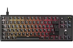 Corsair K70 Core TKL RGB Clavier de Jeu Mécanique sans Clé – Interrupteurs Linéaires MLX Red v2 Pré-Lubrifiés – Double Couche d'Atténuation du Son – Capuchons de Clé en ABS – AZERTY FR – Noir