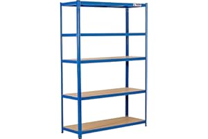 Rhino Racking - 5 Tier Heavy-Duty Industrial Storage Shelves - Blue - 180x120x45cm