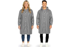 REDSTAR FANCY DRESS REDSTAR 2 Pack of Rain Ponchos - Long Rain Poncho Waterproof Adult Raincoats with Hood - Reusable Rain Coats for Women or Rain Coats for Men - Packable Rain Jacket for Festival Accessories (Grey)