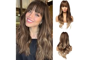 Esmee Parruca Ombre marrone dorato da donna da 24 pollici,parrucca sintetica resistente al calore a ricci lunghi naturali da donna