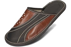 BeComfy Pantoufles pour Hommes Pantoufles en Cuir Naturel 40-46 EU