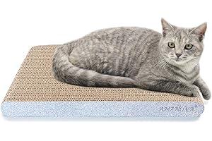 AMZNOVA Cat Scratching Pad, Cat Scratcher Cardboard, Scratch Lounge with Catnip, Wide, Glitter Silver