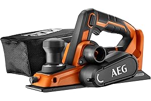 AEG - Rabot Électrique 18V Brushless (Sans Batterie) - Lame de Coupe Inversable 82mm avec Profondeur Réglable jusqu'à 2mm - Grand Confort de Travail - Livré avec 1 Sac de Ramassage - BHO18BL-0
