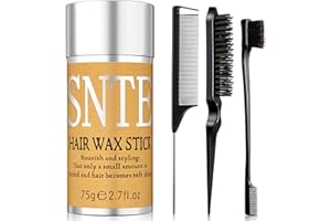 SAMNYTE Hair Wax Stick & Slick Back Hair Brush Set, Non-greasy Styling Wax Stick, Slick Back Brush for Smoothing Flyaways & Frizz, Styling Comb Set - Bun Accessories for Women, Teen Girls