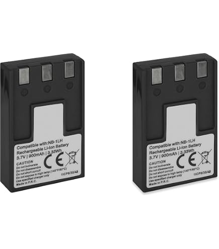 Vhbw 2 Batterie Li-Ion 750mAh Per Canon Ixus 310HS, 85is, 95is, 25is, 210, 300HS, 105is, 200is | Sostituisce NB-6L