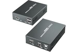 PWAY PW-HT249HK HDMI KVM USB Extender 196ft/60m Transmission over Single Cat5e/6/7 HD 4K@60Hz Support Loop out 3D EDID Function
