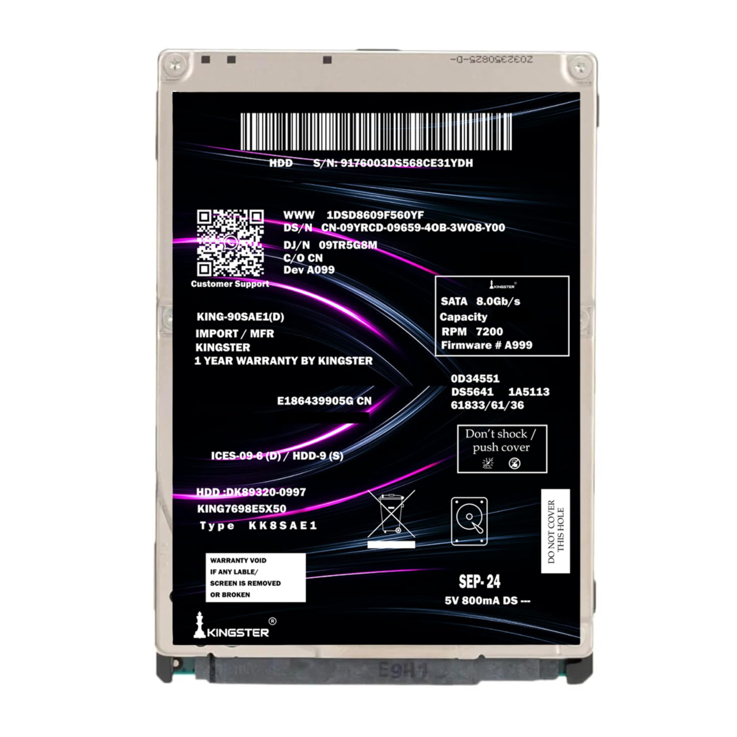 KINGSTER 500GB Internal Hard Drive HDD 2.5 Inch SATA 6 Gb/s,5400 RPM,128MB Cache for Laptop Computer