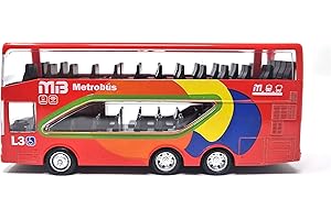 PLAYJOCS GT-8113 Double Bus Metal Vehicle with Plastic Parts, Ideal for Children and Collectors