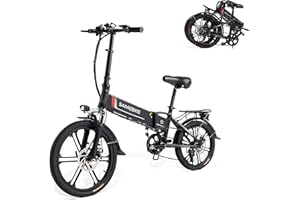 SAMEBIKE 20" Electric Bike for Adult, 468WH Removable Battery Folding Step Through City eBike 43Miles Range(PAS) &15MPH Top Speed, With Front Suspension, Phone Holder and Front Basket Electric Bicycle