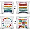Inspirational All Feelings are Okay Reversible Grounding Technique Throw Pillow Covers 18x18 in Set of 2, Home Mental Health Therapist Office Decorative Cushion Covers, Therapist Gifts for Women