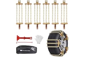Oziral 6-Pack Snow Chains for Cars and Vans, 3-Link Iron Wheel Chains Fits Tyres 195-265mm, Heavy Duty Anti-Slip Snow Tyre Chains for Winter Snow and Mud