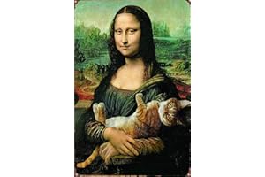 DFBFMO Lustige Mona Lisa Posterdrucke Mona Lisa mit Katze Klassisches Leinwandbild Moderne Wandkunst Abstrakte Malerei Öl Druck Kunstwerk für Wohnzimmer Heimdekoration Ungerahmt,40×60cm