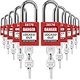 TRADESAFE Lockout Tagout Lock Set - Red - 10 Pack Safety Padlocks Keyed Differently - OSHA Compliant Loto Locks - 2 Keys Per Lock - for Lock Out Tag Out - Premium Grade