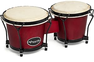 World Rhythm BON7 6” & 7” Beginners Oak Bongo Drums - Wine Red Bongos