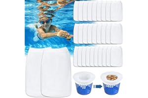 POWZOO 30 Piezas Calcetines Skimmer Piscina, Pool Skimmer Socks para Filtro de Piscina,Filtros Malla Piscina Reutilizable y Elástico,para Cesta Skimmer, Limpieza de Partículas,Hojas,Pelo.