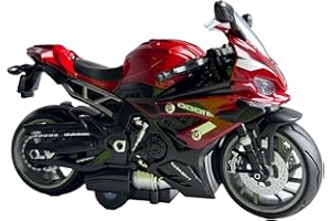 Feuerrotes Kinderspielzeug S1000RR Replica Aluminium-Motorrad, Aufziehbares Motorrad-Spielzeugmodell, Display-Stück, Druckguss im Maßstab 1:14 – Geschenk – Geeignetes Alter: Kinder (7–14 Jahre)
