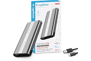 KingData M.2 NVME SSD Enclosure, Tool-Free NVMe Enclosure, 10Gbps M2 SSD Enclosure USB 3.1 NVMe to USB Adapter for 2230/2242/2260/2280 M.2 NVMe with USB C to A Cable