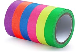 NATUCE Confezione da 6 nastri al neon super luminosi luminosi luminosi UV Blacklight Tape 15 mm x 5 m Caratteristiche Glow in The Dark Tape colorato fluorescente Gaffer panno per feste al neon
