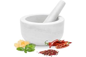 Set mortaio e pestello Gourmeo, 18 cm, marmo bianco neve