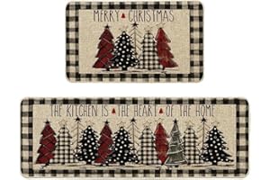 ELETIFFI Weihnachtsdeko Innen Küchenteppich 2er Weihnachtsteppich Weihnachten Außen Deko Wohnzimmer Christmas Decorations Weinachtsdekorationen Weihnachts Teppich Läufer Küchenläufer Küche Weihnacht Dekoration