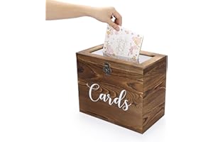 Tolida Wood Wedding Card Box with Lock - Rustic Greeting Holder for Reception, Keepsake, Birthday, Christmas Party