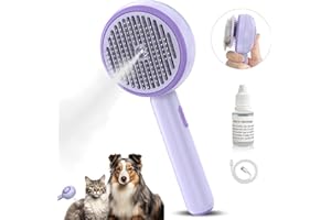 SUPORE Brosse Vapeur Chat, 3 en 1 Brosse Chat Électrique avec Réservoir D'eau, Soins Pelage, Démêlage, Massage Relaxant, Élimination des Nœuds, Pour Chats et Chien à Poils Courts et Longs (Violet)