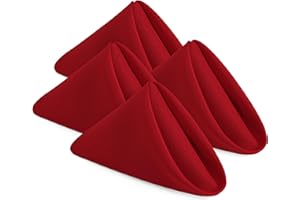 KICHLY Cloth Napkins [24 Pack, Red] 43x43cm, 100% Polyester Dinner Napkins with Hemmed Edges, Washable Napkins Ideal for Parties, Weddings and Dinners