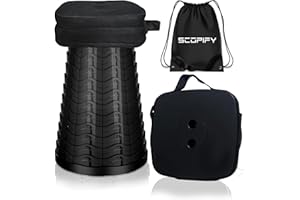 SCOPIFY Telescopic Portable Stool with Cushion and Carry Bag – Lightweight, Retractable Folding Collapsible Stool for Camping, Fishing, Hiking, Travel – Max Load 200KG, Indoor & Outdoor Kitchen