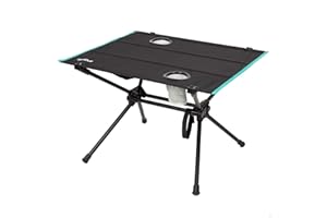 AKTIVE Mesa camping plegable 63x56x42 cm con portavasos y bolsillo de malla, Estructura resistente, Soporta hasta 100 kg, Para exteriores y transportar con bolsa incluida (63129)