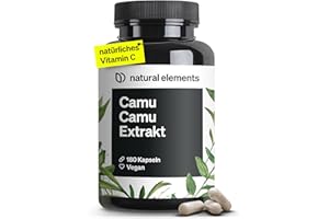 ‎NATURAL ELEMENTS natural elements Camu Camu Extrakt Kapseln – Vitamin C – 180 vegane Kapseln für 6 Monate – 500mg Camu-Camu Extrakt pro Kapsel – ohne unerwünschte Zusätze, in Deutschland produziert & laborgeprüft