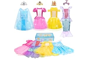 Demolike Princess Dresses for Girls, Princess Costume for Girls Age 3 4 5 6 7 8, Dress Up Clothes for Little Girls 3t-4t, 5t-6t, Gift for Girls Halloween Christmas Birthday