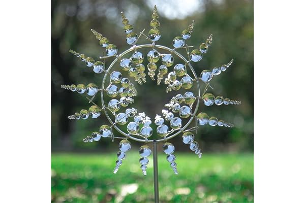 Moulin à Vent D'extérieur, Sculptures éoliennes, Moulin à Vent Dynamique 3D, avec Piquet De Jardin en Métal, Jardinage Plug Moulin à Vent Décoratif pour La Cour, Le Jardin, Extérieur. (Silver)