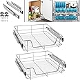 SAILUN Pull-Out Wire Baskets 600mm Wide Cabinet Slide Out Wire Storage Drawers for Kitchen, Pantry, Bathroom Cabinets, Base Larder Organiser Size: 570 * 440 * 140mm Silver Set of 2 (600mm)