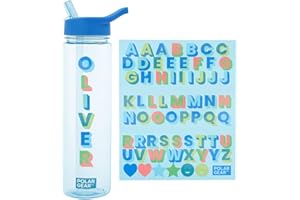 Polar Gear 600ml Kids Water Bottles with Straw and A-Z Sticker Sheet | Personalised Water Bottle Kids Can Decorate | Customisable Childrens Drinks Canteens for Boys and Girls for School, Sports, Home