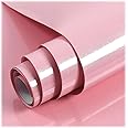Hode Sticky Back Plastic Self Adhesive Wallpaper Vinyl Wrap Film Roll for Furniture Cupboard Shelf Worktop Pink Glitter Effect Covering Contact Paper Waterproof 40cmX300cm