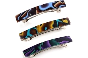 FSMILING 3 Pièces Petite Barrettes À Cheveux Pour Femme Barettes Cheveux Femme Chic,Rectangle Barettes Cheveux Pince À Cheveux Femme,Automatique Barrette Cheveux Femme Ecailles
