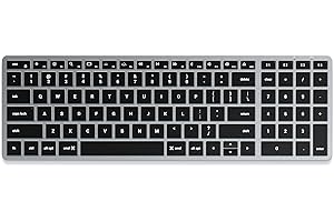 SATECHI Slim X2 Tastiera Wireless Bluetooth Retroilluminata Con Tastierino - Multi-Dispositivo - Per MacBook Pro/Air M2/M1, iPad Pro/Air M2/M1, Mac Mini M2, iMac M1 (Grigio Siderale, Layout US QWERTY)