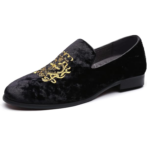 REIHUANNE Men\'s Black Crushed Velvet Penny Loafers Suede Slip On Smoking Shoes Men main image 2