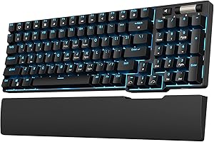 RK ROYAL KLUDGE RK96 90% potrójna klawiatura mechaniczna BT5.0/2.4G / USB-C z magnetycznym podparciem dłoni, 96 klawiszy, bezprzewodowa klawiatura do gier Bluetooth z oprogramowaniem, niebieskie