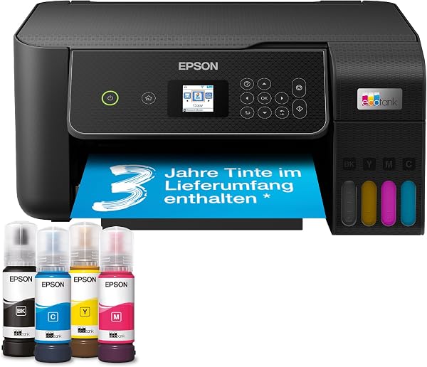 Epson EcoTank ET-2870 Tintentankdrucker | für vielbeschäftigte Haushalte | WLAN | A4 | Drucken, Kopieren, Scannen | 3.7 cm LCD-Display | inkl. Tinte für bis zu 3 Jahre - 1