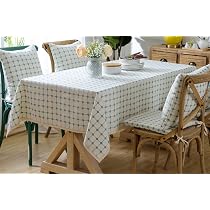 Insun Tischdecke Aus Baumwolle-Leinen – 120x120 Cm, Skandinavischer Landhausstil, Waschbar, Blau-grau